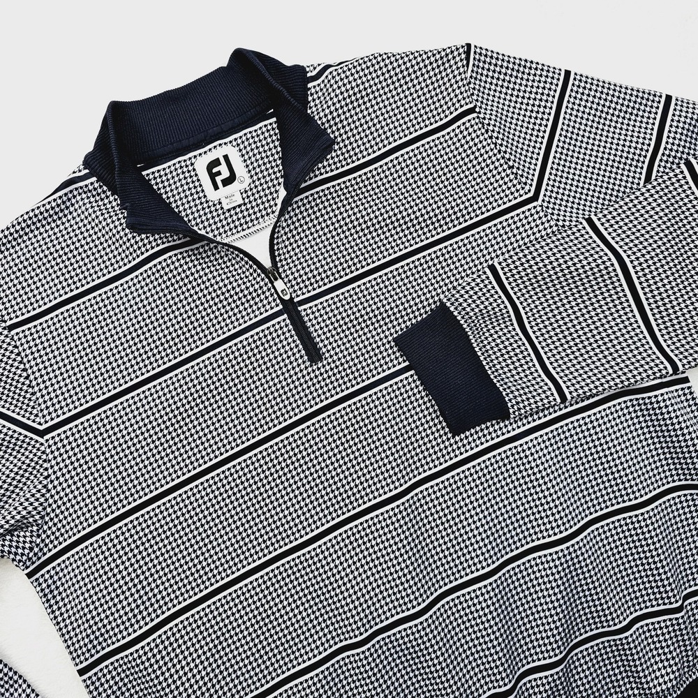 FootJoy Womens Large Half-Zip Houndstooth Print‎ Mid-Layer Golf Pullover